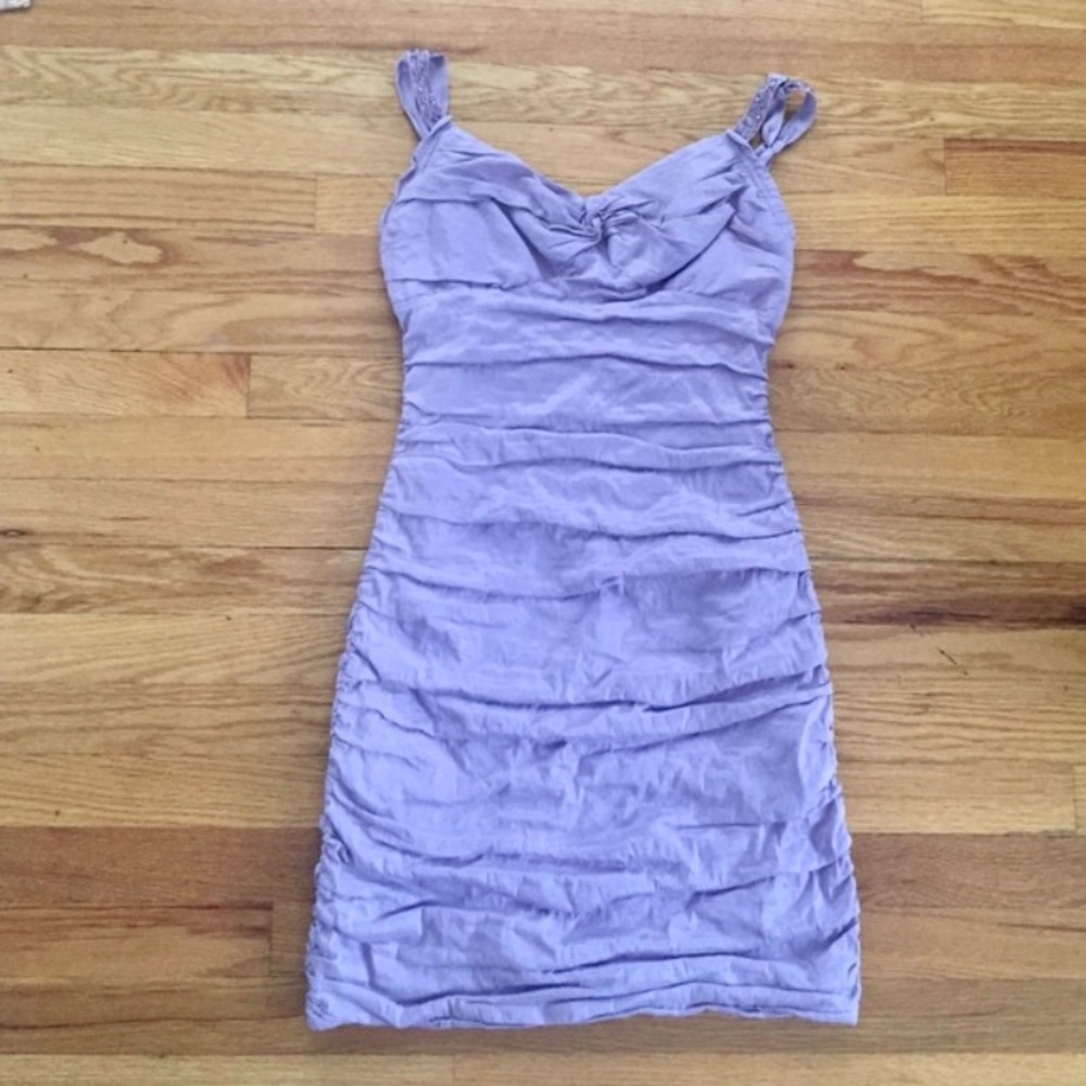 BCBG Lavender Rouched Mini Dress
